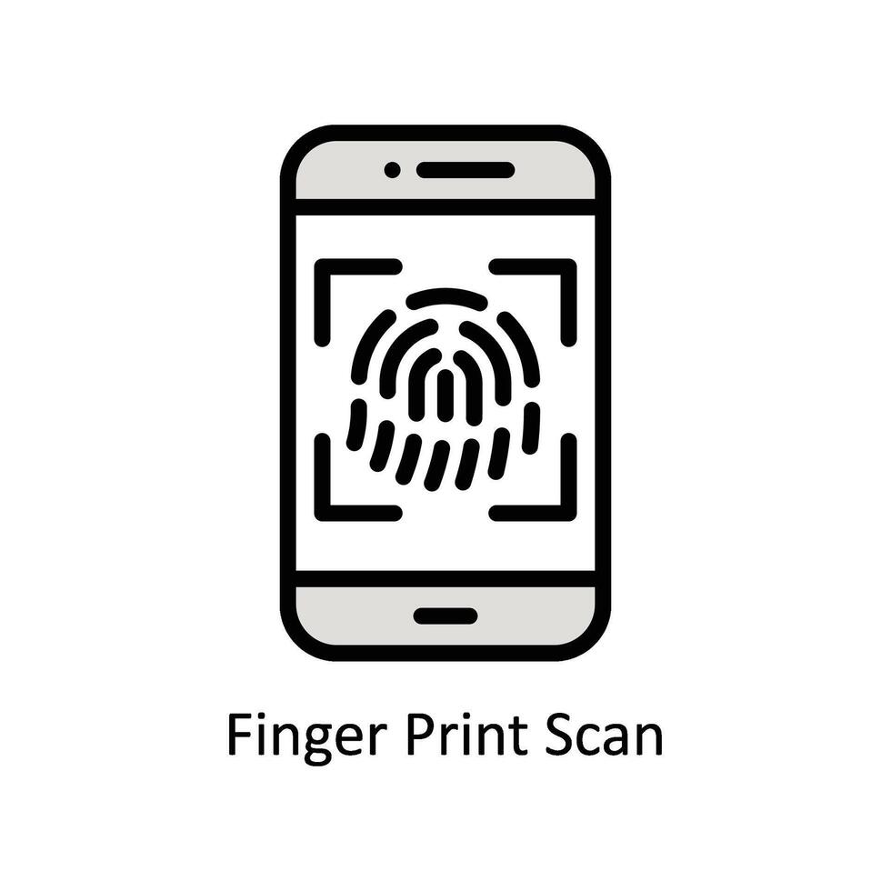 Finger drucken Scan Vektor gefüllt Gliederung Symbol Stil Illustration. eps 10 Datei