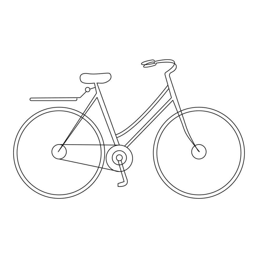 kontinuerlig enda linje teckning av cykel och cykel dag begrepp ett linje vektor konst illustration