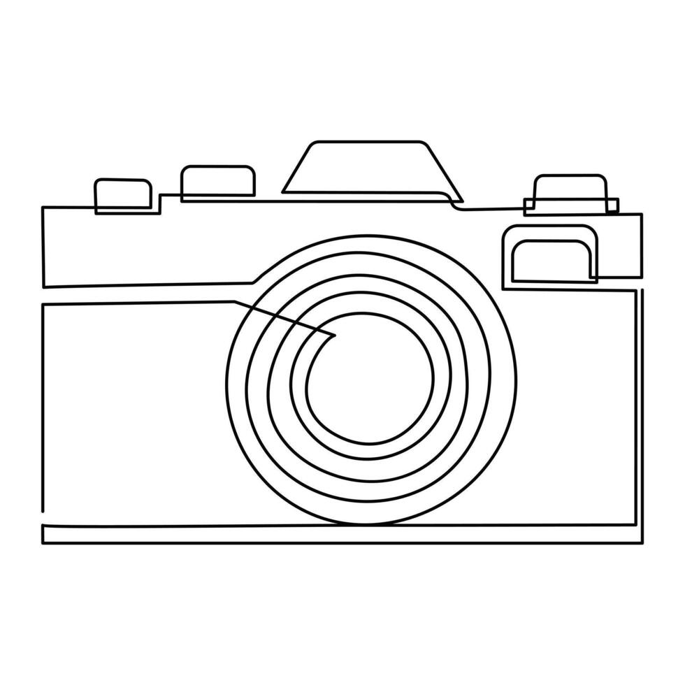 kontinuierlich Single Linie Digital Kamera Vektor Gliederung Kunst Illustration und editierbar Zeichnung zum Logo Design und Schlaganfall Hand gezeichnet