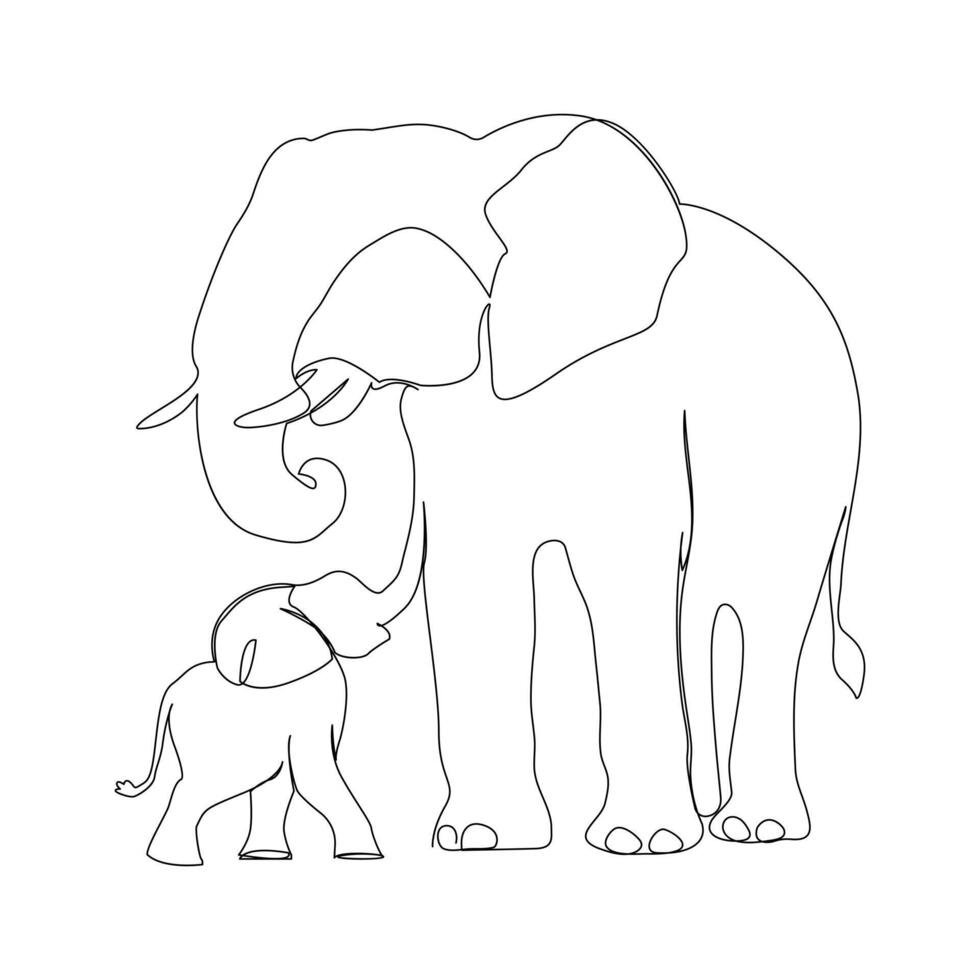 Elefant kontinuierlich Single Linie Kunst Zeichnung und Welt Tierwelt Tag Konzept minimalistisch Vektor Kunst Illustration.