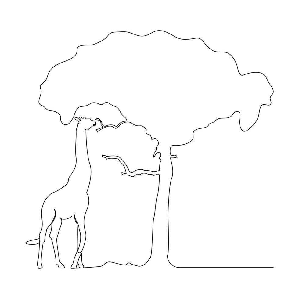 kontinuierlich einer Linie Giraffe Single Linie Kunst Design und Welt Tierwelt Tag Konzept Hand gezeichnet minimalistisch Stil Vektor Illustration