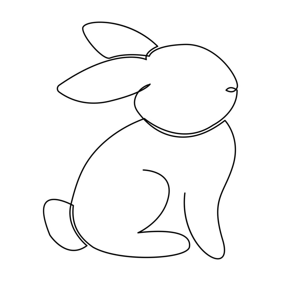 kontinuierlich einer Linie Zeichnung von Hase Hase, inländisch Tier und glücklich Ostern Tag Konzept Hand gezeichnet Vektor Kunst Illustration.