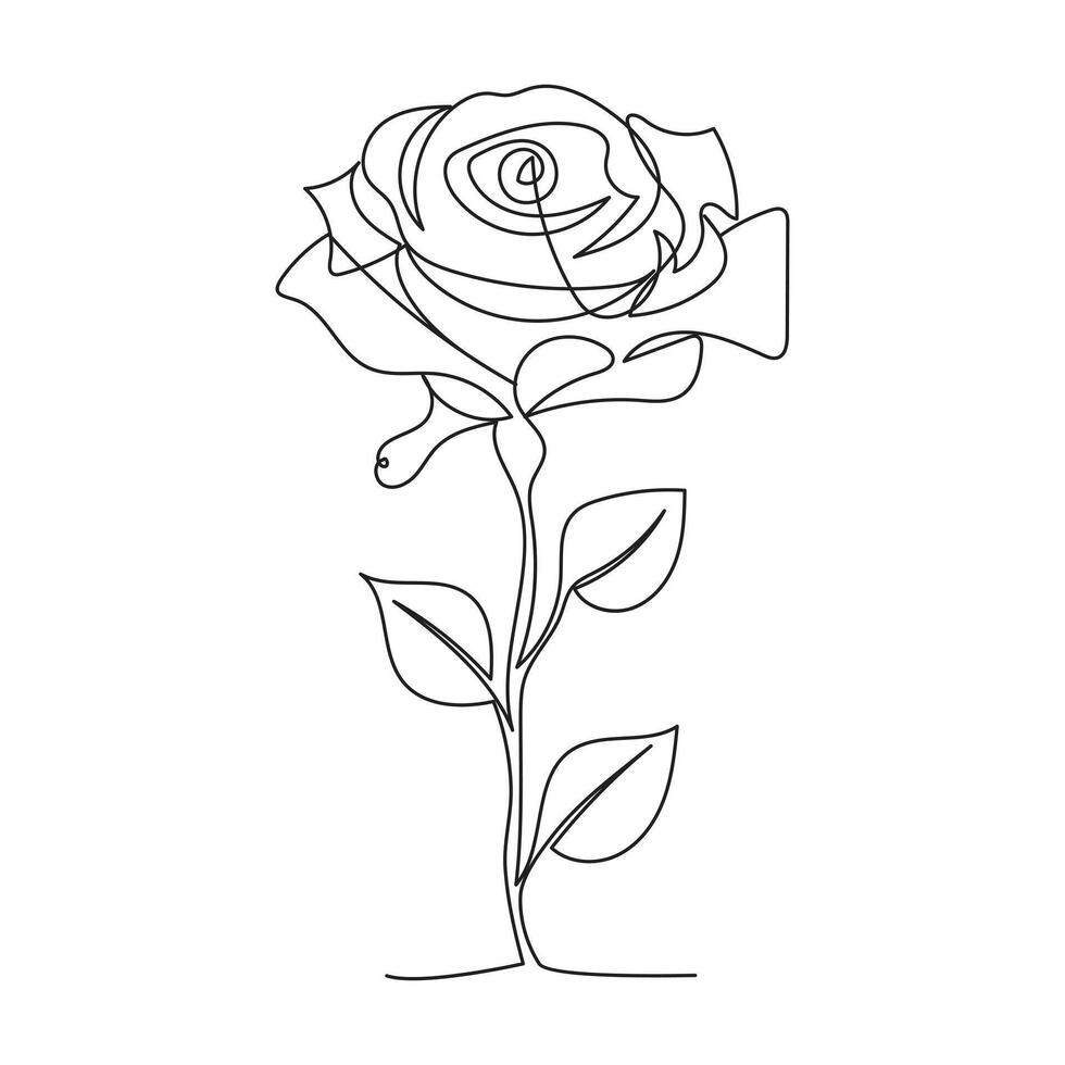 kontinuierlich einer Linie Rose Blume gezeichnet Gliederung Vektor Kunst Illustration und Valentinstag Tag Linie Kunst Design