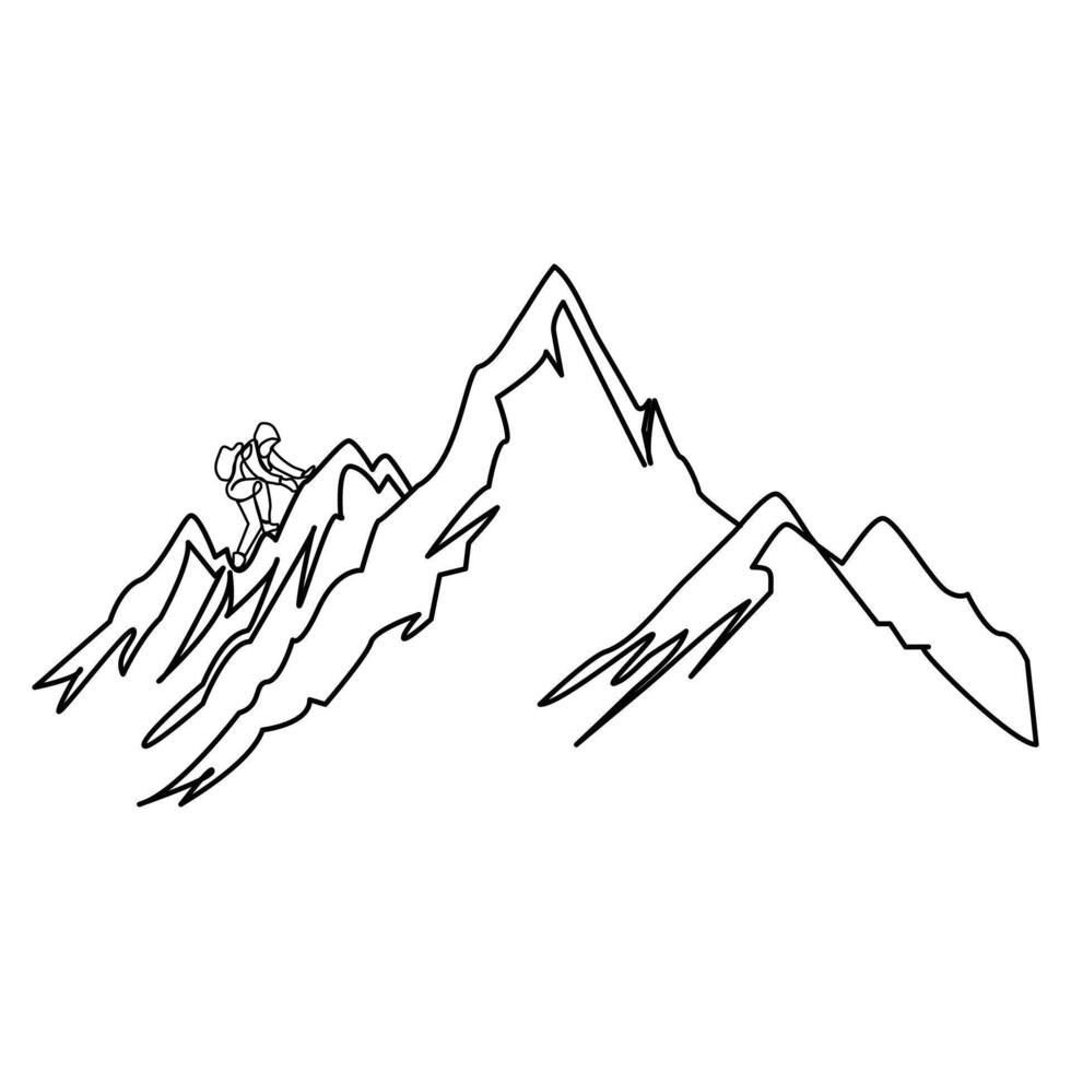 kontinuierlich einer Linie Zeichnung von abstrakt Berg Angebot Landschaft oben Aussicht Vektor Gliederung Kunst Illustration