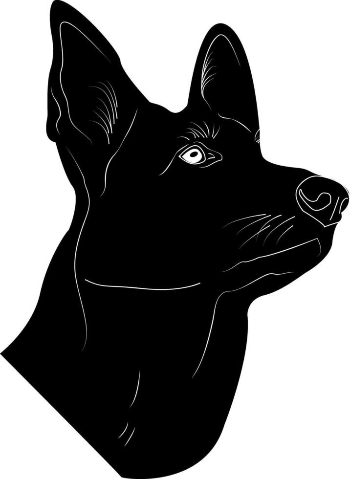 schwarz Silhouette von ein streng Hund. bewachen Hund auf ein Weiß Hintergrund. Design von Gruß Karten, Poster, Flecken, druckt auf Kleidung, Embleme. Haustier. vektor