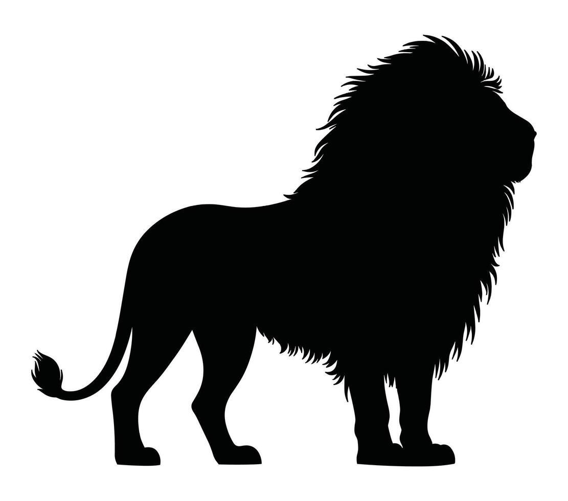 schwarz und Weiß afrikanisch Löwe Silhouette. Vektor Illustration.