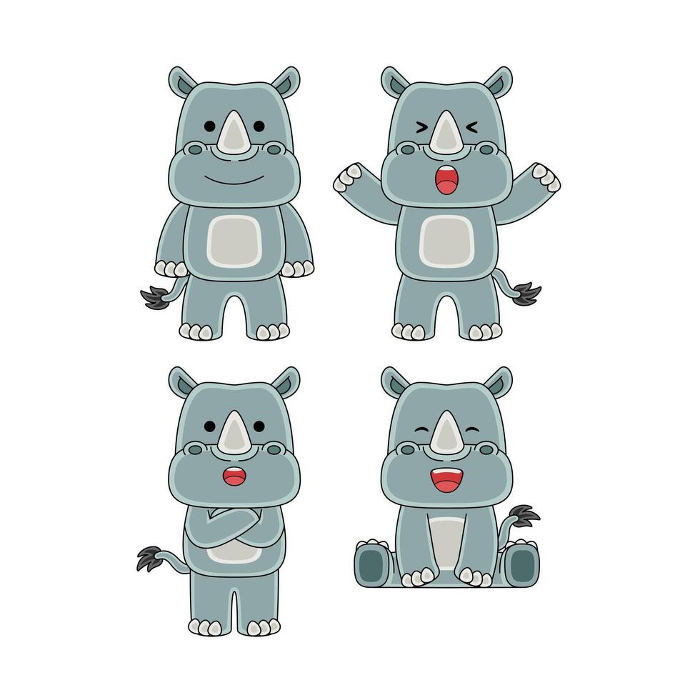 süß Nashorn Charakter Vektor Illustration