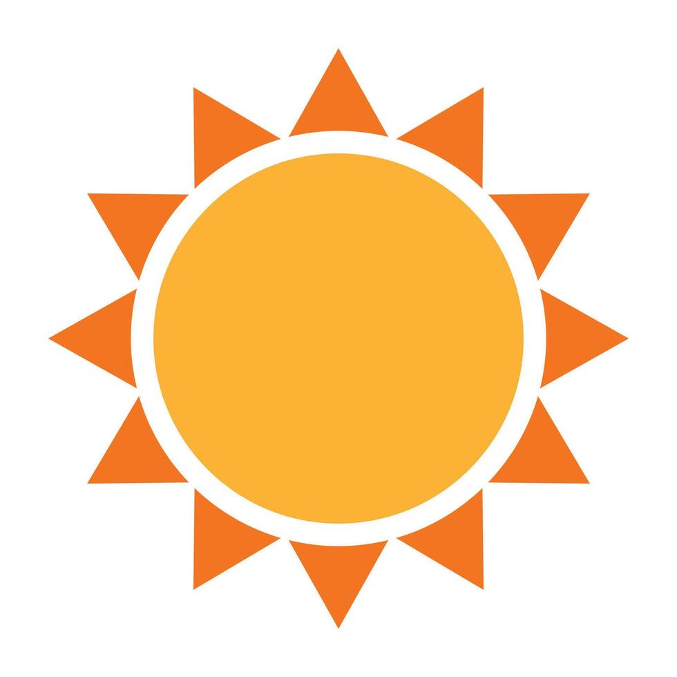 gul platt Sol med strålar ikon. vektor