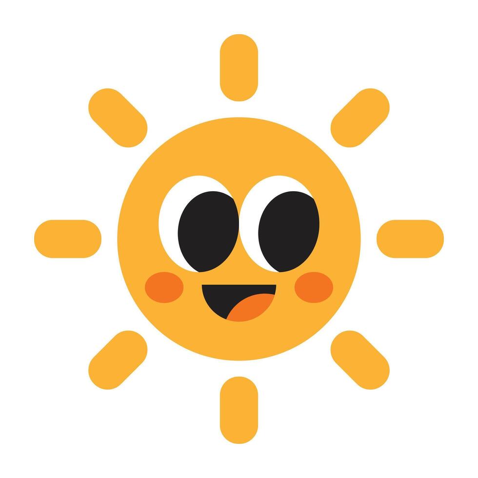 söt Sol uttryckssymbol tecknad serie. vektor