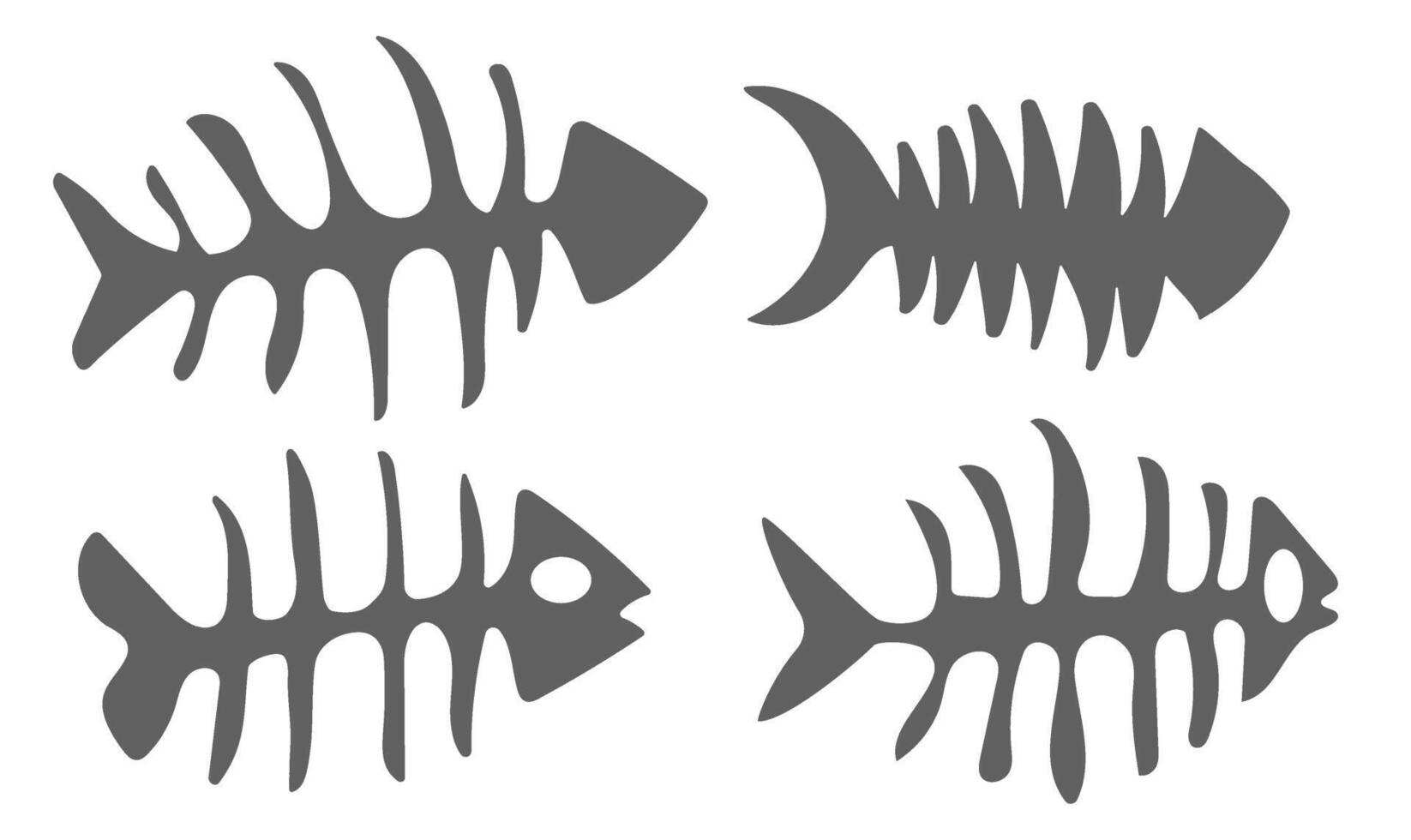 einstellen Gräten Symbol. Fisch Knochen oder Gräten Skelett eben Vektor Symbol zum Tierwelt