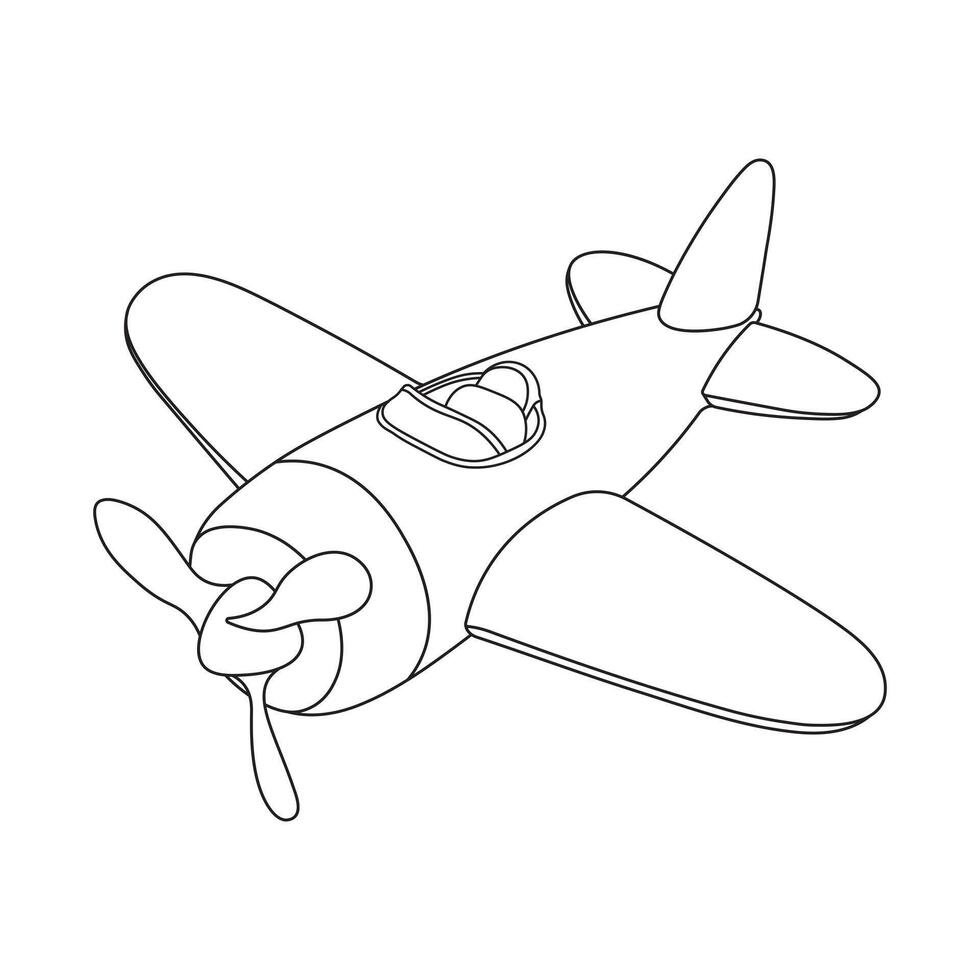 Hand gezeichnet Kinder Zeichnung Vektor Illustration süß Flugzeug eben Karikatur isoliert