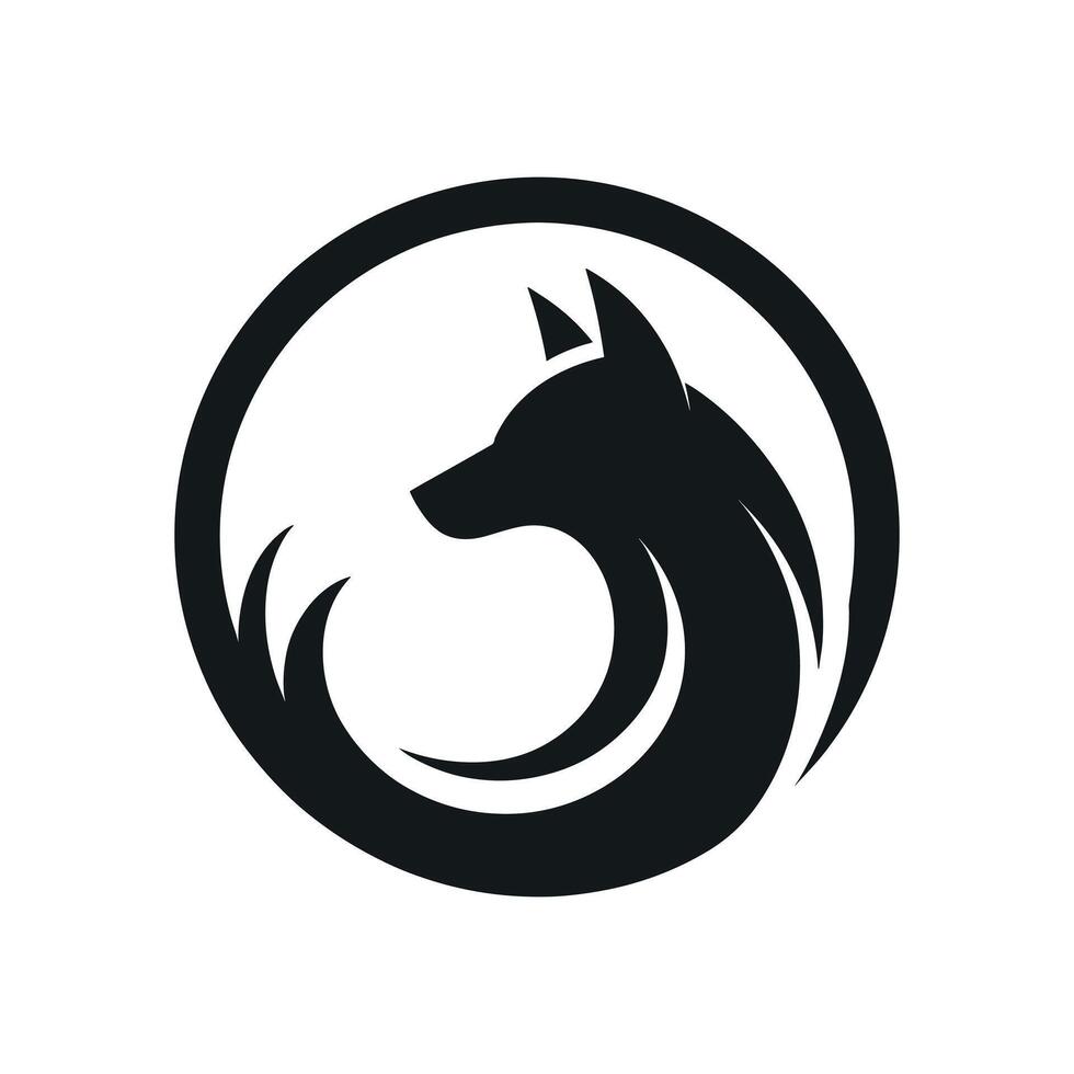 Logo Design Vorlage, mit ein Wolf Kopf Symbol im ein Kreis Vektor Illustration
