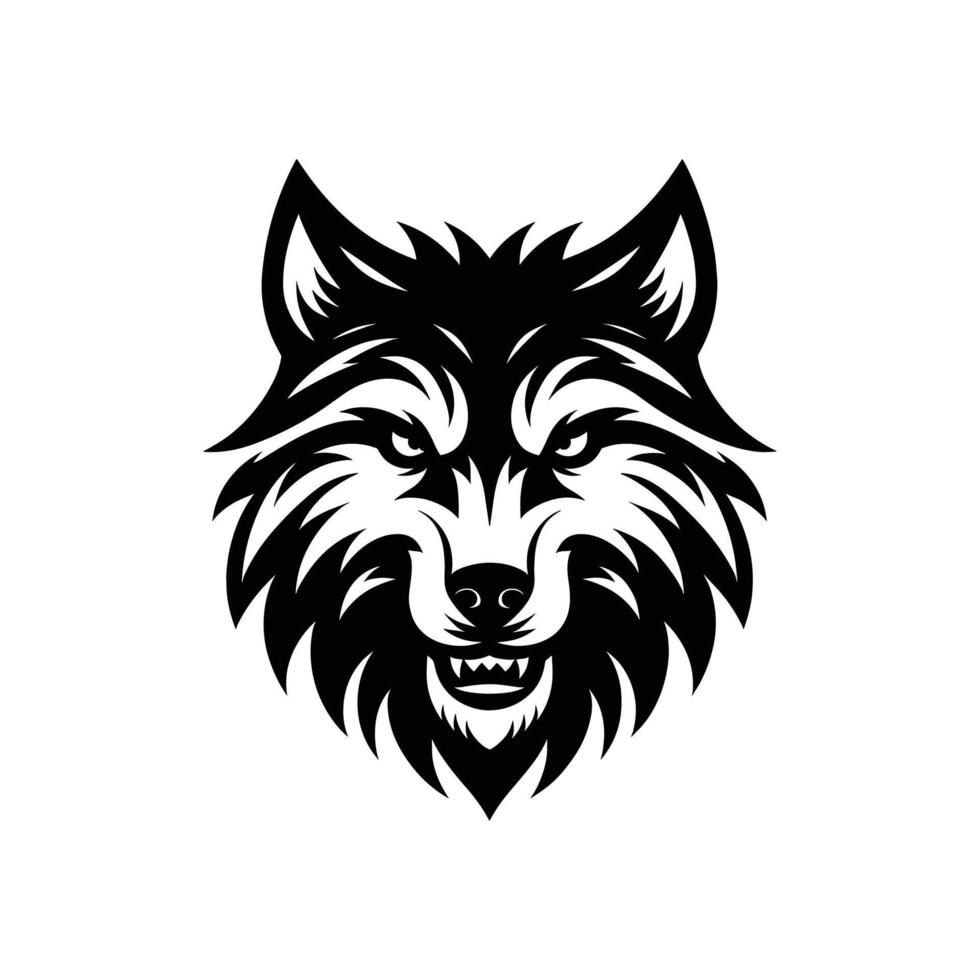 silhouettiert wütend Wolf Logo Design Symbol Symbol Vektor Illustration