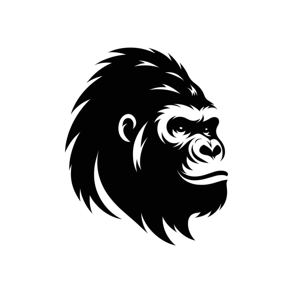 silhuett av en gorilla huvud logotyp ikon symbol vektor illustration
