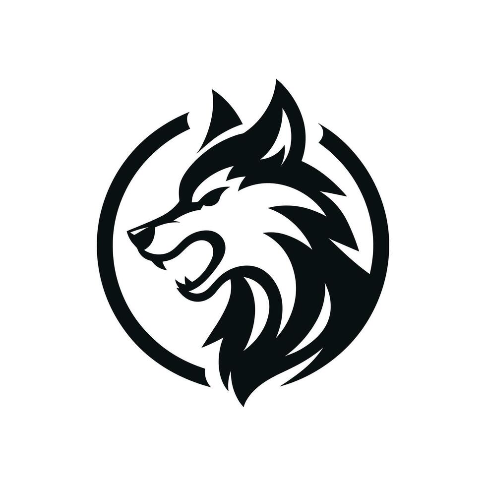 Logo Design Vorlage, mit ein Wolf Kopf Symbol im ein Kreis Vektor Illustration