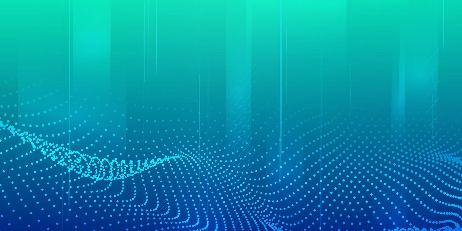 digital teknologi trogen internet nätverk förbindelse blå grön bakgrund, abstrakt moln cyber information kommunikation, ai stor data, innovation framtida teknik, rader prickar illustration 3d vektor