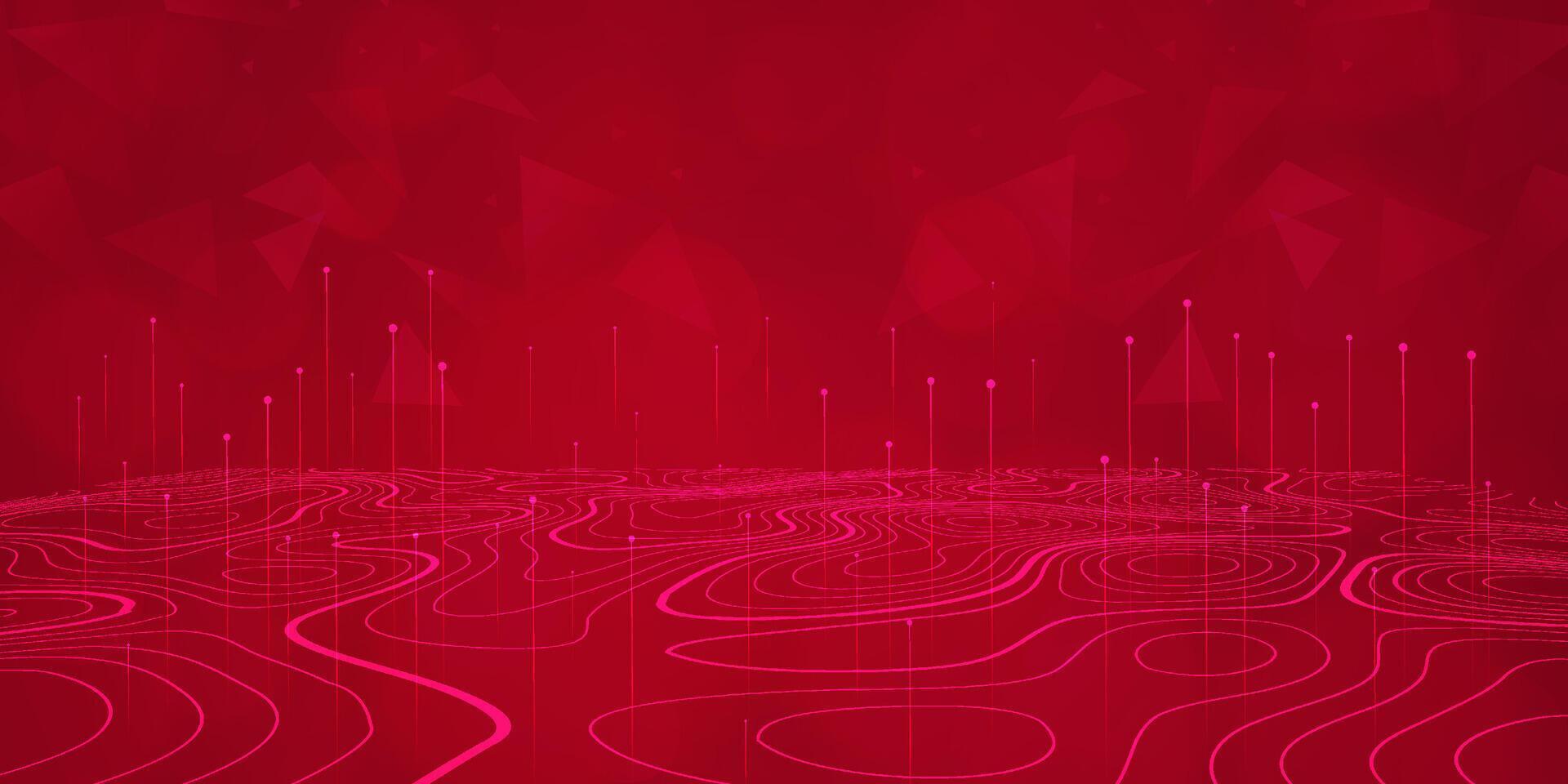 Digital Technologie futuristisch Internet Netzwerk Verbindung rot Hintergrund, abstrakt Wolke Cyber Information Kommunikation, ai groß Daten Wissenschaft, Innovation Zukunft Technik, Linie Punkt Illustration Vektor 3d