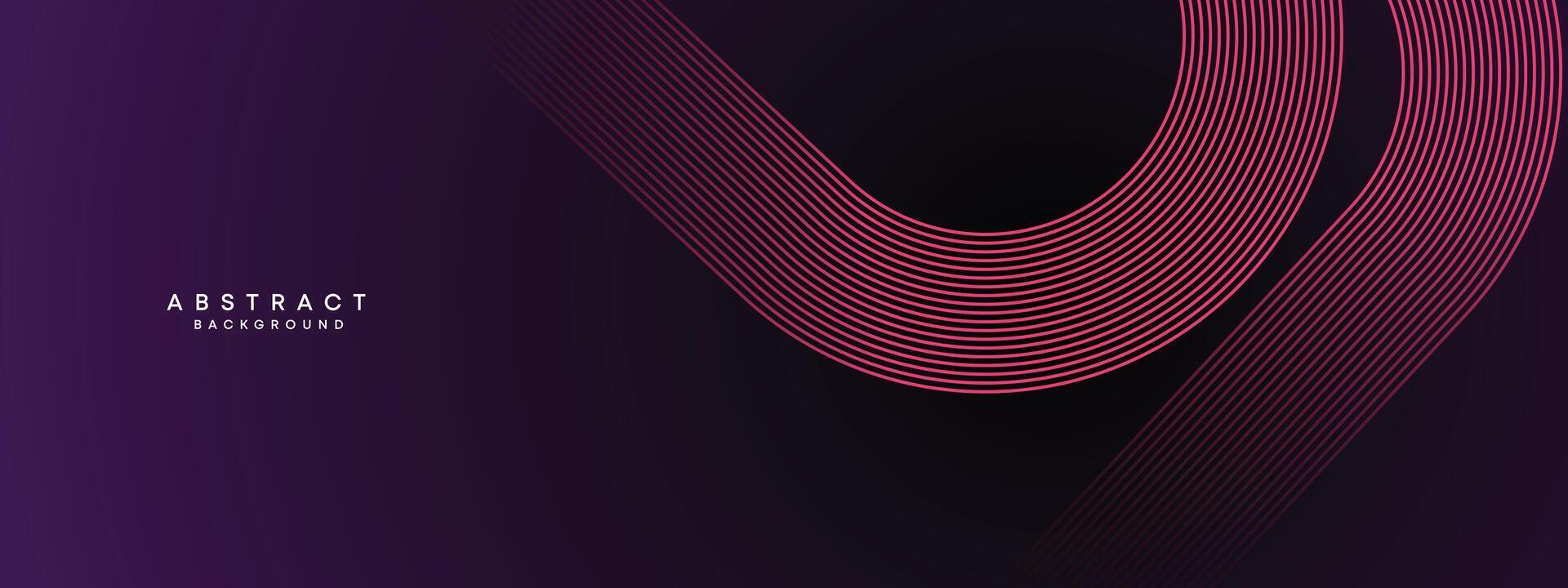 abstrakt dunkel lila und Rosa winken Kreise Linien Technologie Hintergrund. Gradient mit glühend Linien glänzend geometrisch gestalten und Diagonale, zum Broschüre, Abdeckung, Poster, Banner, Webseite, Header vektor