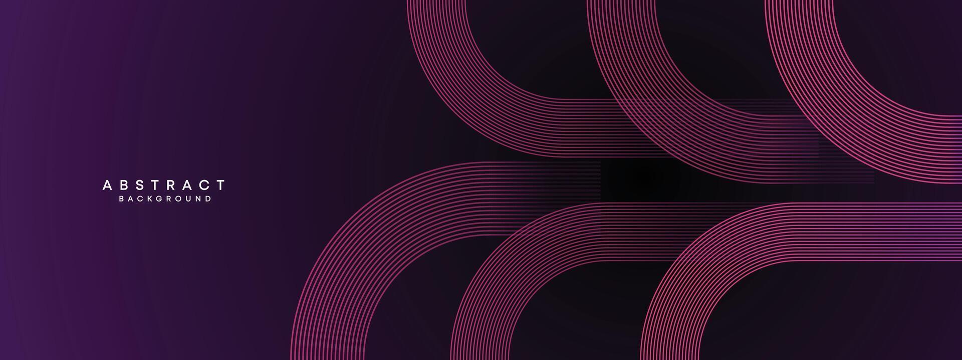 abstrakt dunkel lila und Rosa winken Kreise Linien Technologie Hintergrund. Gradient mit glühend Linien glänzend geometrisch gestalten und Diagonale, zum Broschüre, Abdeckung, Poster, Banner, Webseite, Header vektor