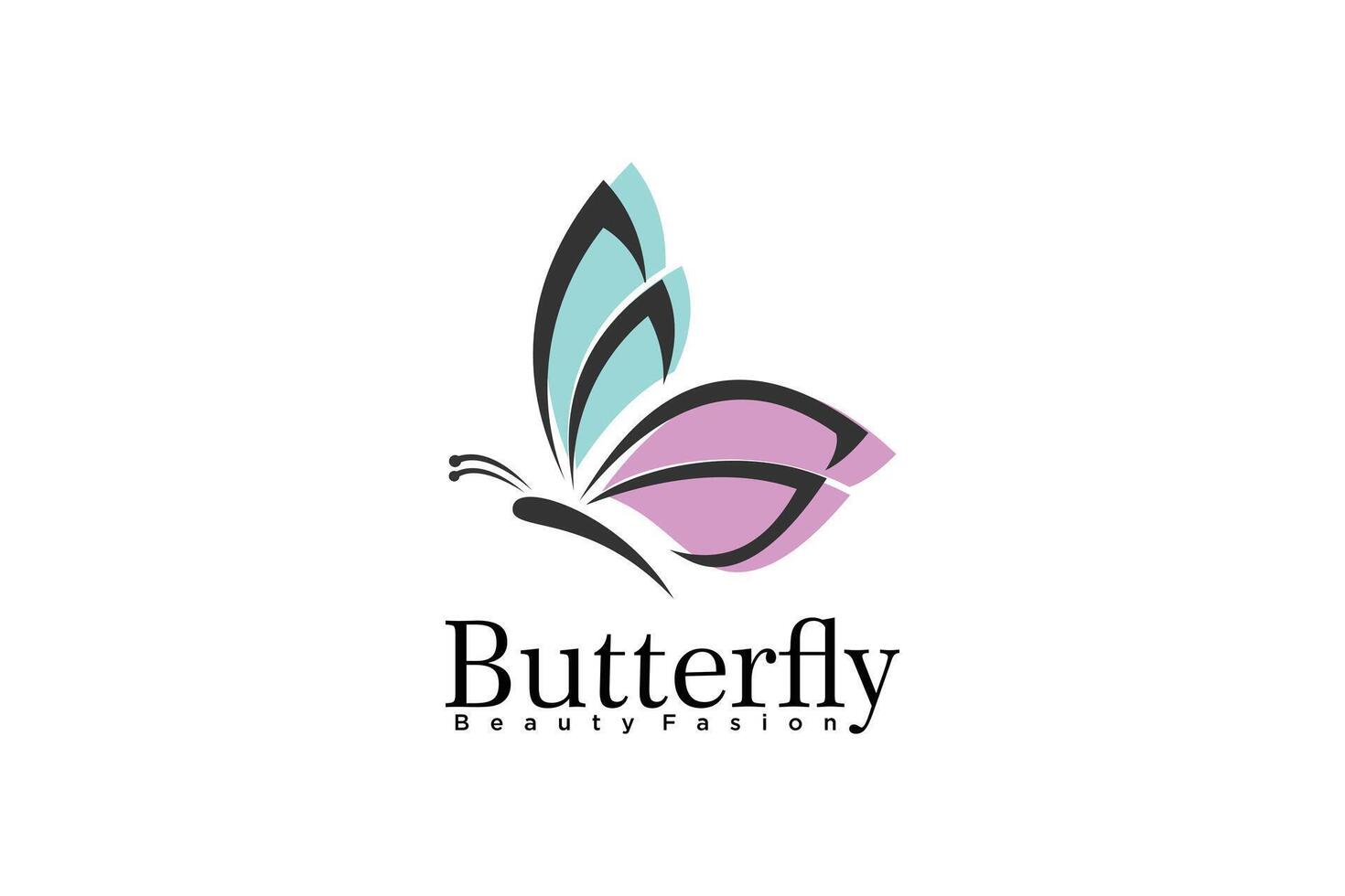 Schmetterling Schönheit Logo Design einzigartig Konzept Prämie Vektor