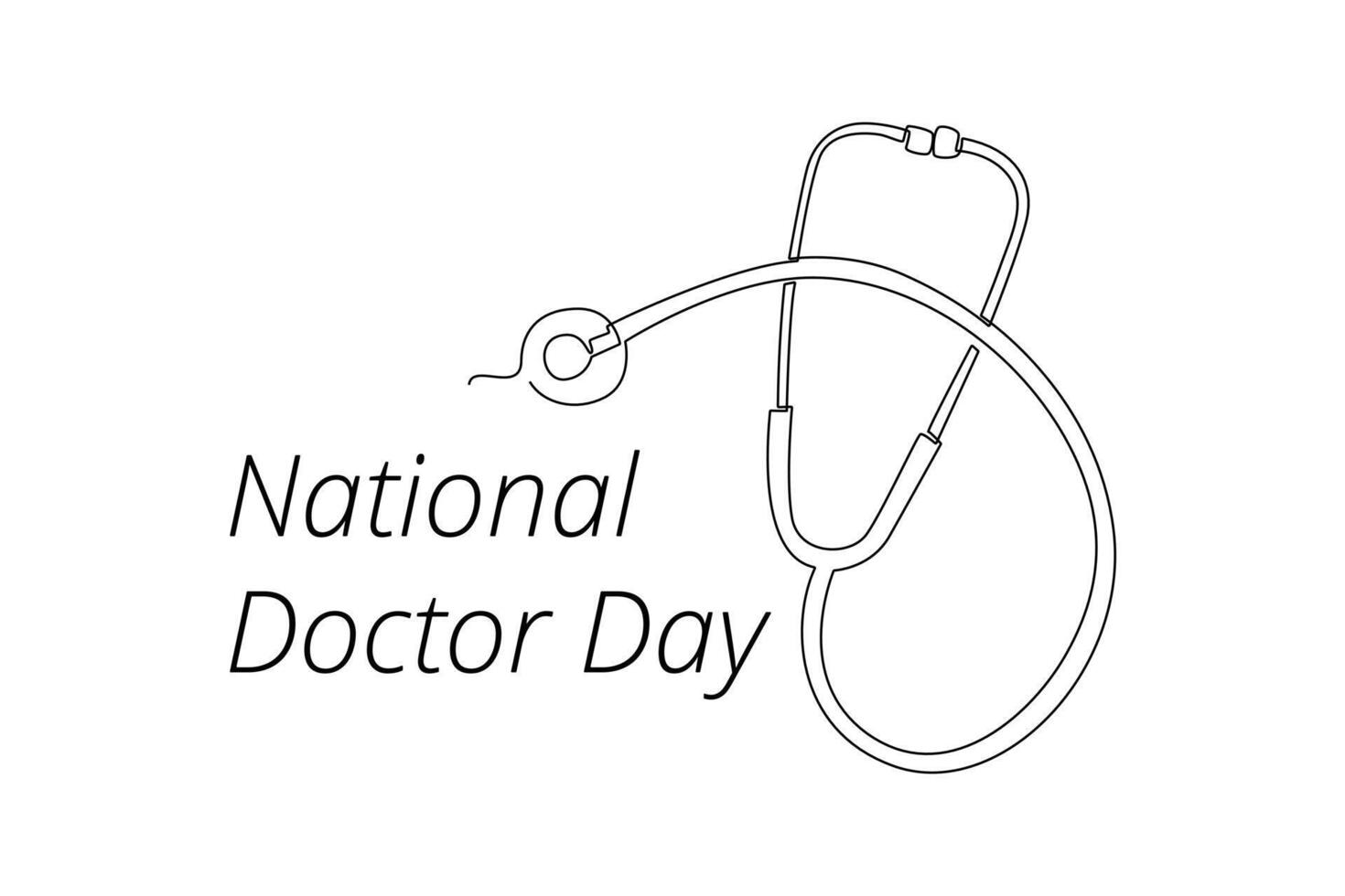 einer kontinuierlich Linie Zeichnung von National Ärzte Tag Konzept. Gekritzel Vektor Illustration im einfach linear Stil.
