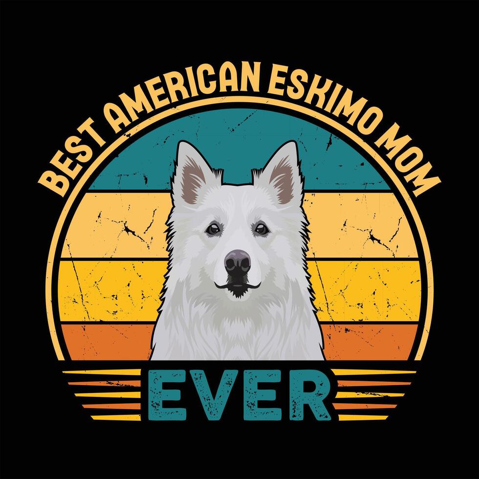 bäst amerikan eskimo spaniel mamma någonsin typografi retro t-shirt illustration, årgång tee proffs vektor