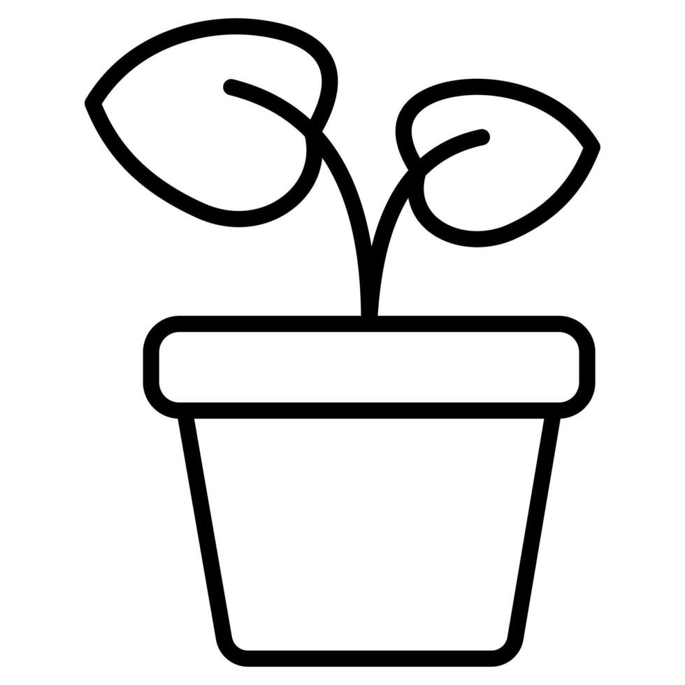Pflanze Topf Symbol Linie Vektor Illustration