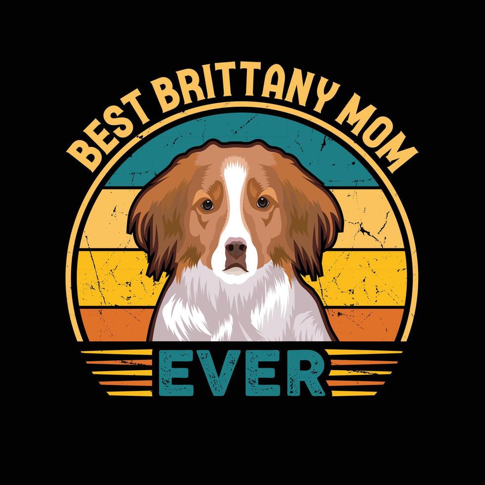 bäst brittany mamma någonsin typografi retro t-shirt design, årgång tee skjorta proffs vektor