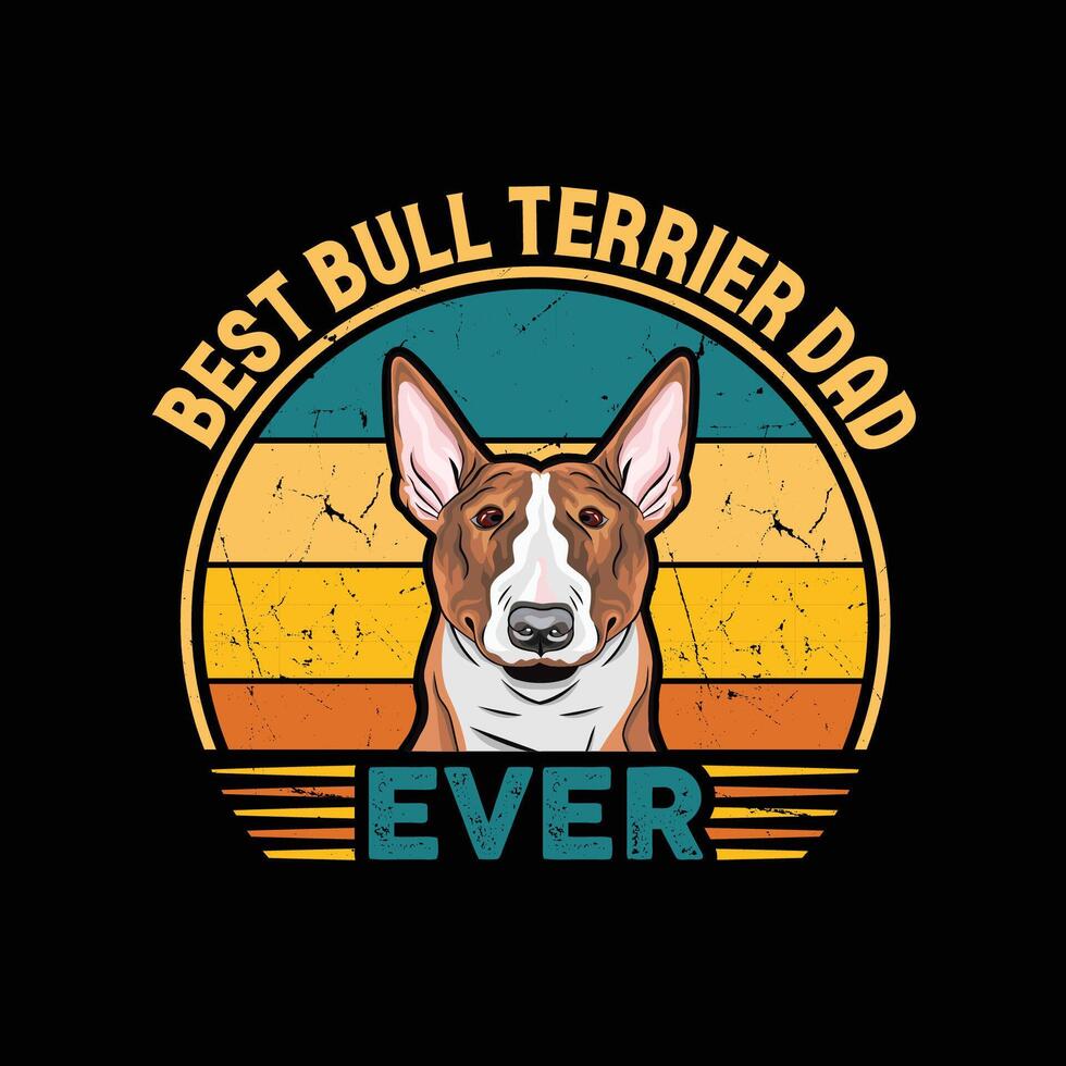 Beste Stier Terrier Papa je Typografie retro T-Shirt Design, Jahrgang Tee Hemd Profi Vektor