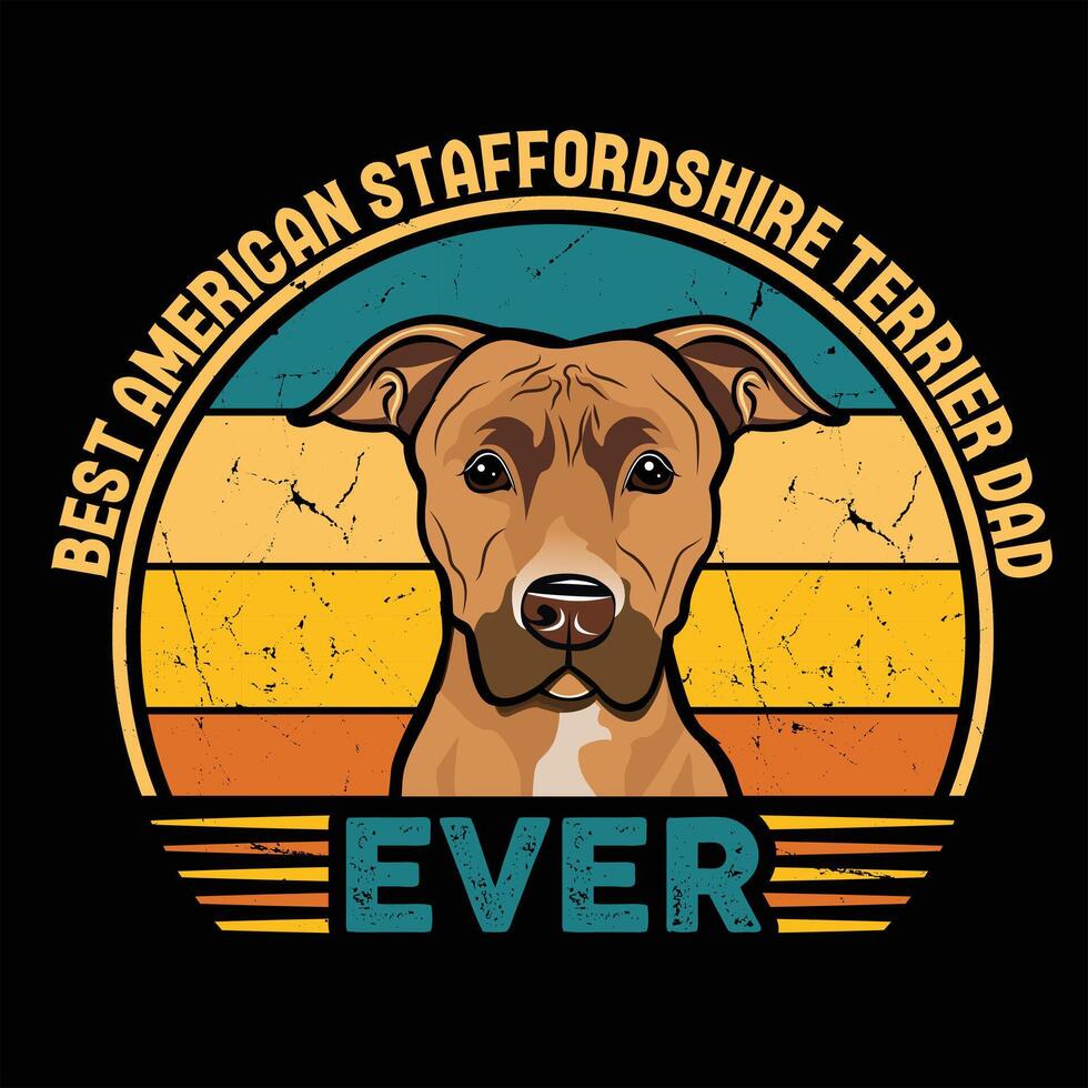 Beste amerikanisch Staffordshire Terrier Papa je Typografie retro T-Shirt Design, Jahrgang Tee Hemd Profi Vektor