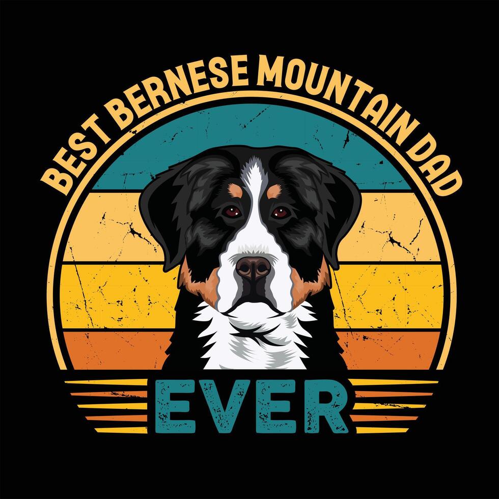 bäst Berner berg pappa någonsin typografi retro t-shirt design, årgång tee skjorta proffs vektor