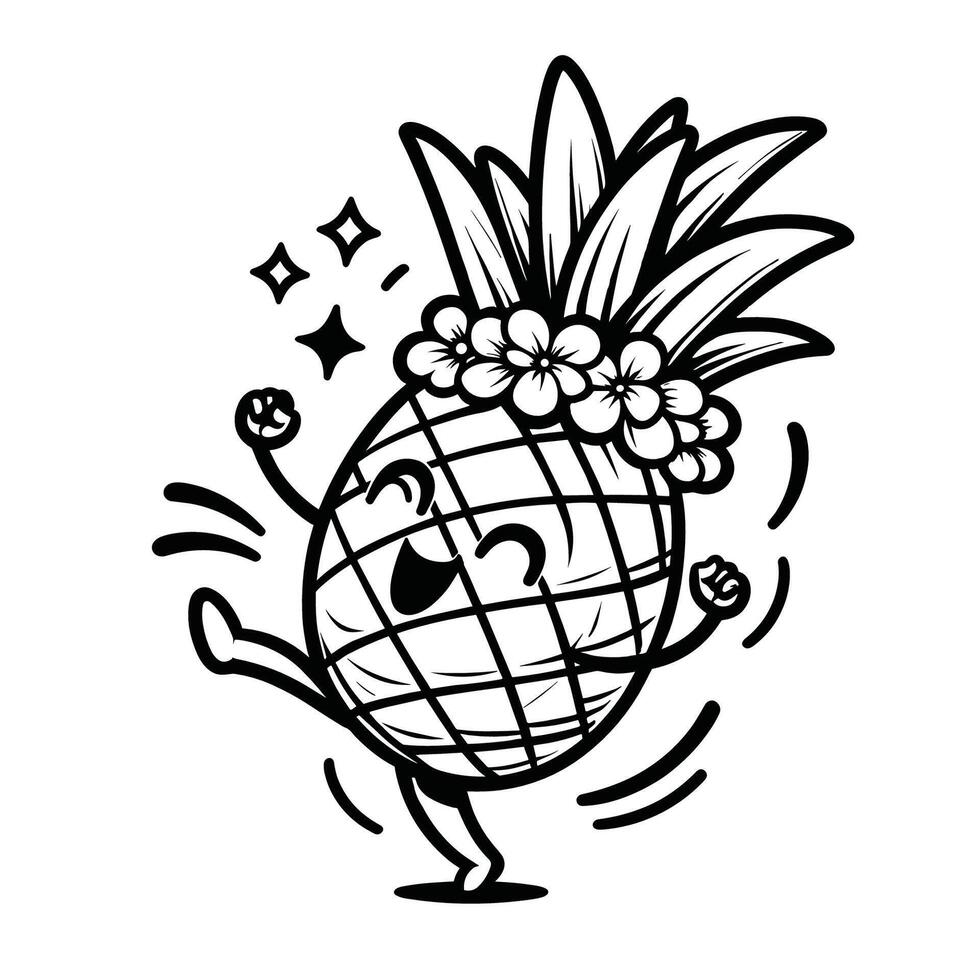 ai generiert Ananas lächelnd Clip Art Illustration, ai generativ kostenlos Vektor