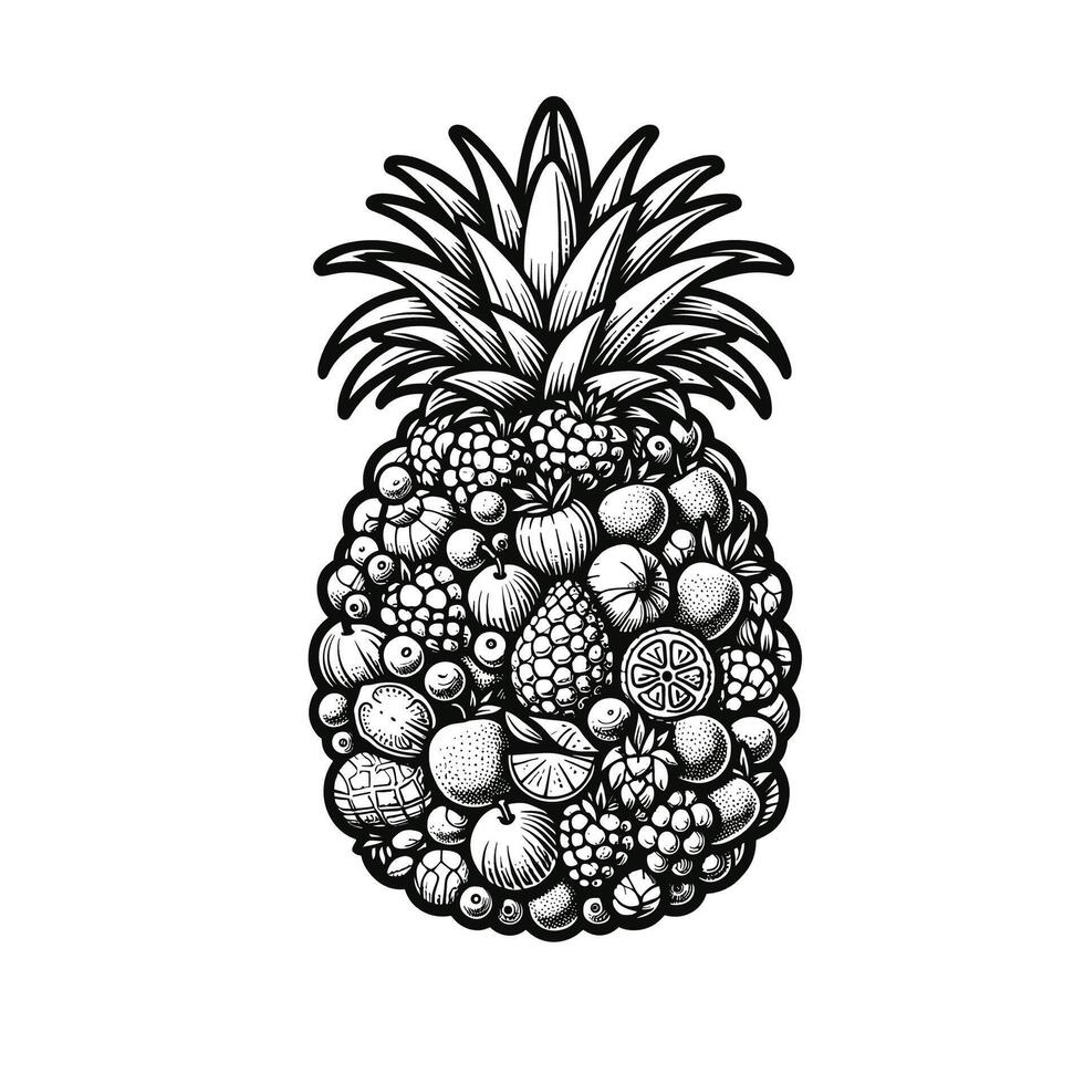 ai genererad ananas ClipArt illustration, ai generativ fri vektor