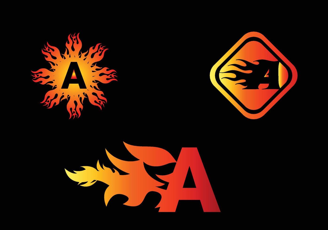 Feuer ein Brieflogo und eine Icon-Design-Vorlage vektor