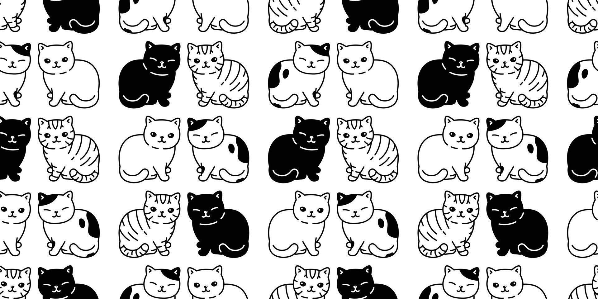 katt sömlös mönster kattunge vektor kalikå ras scarf isolerat upprepa bakgrund bricka tapet tecknad serie klotter illustration design