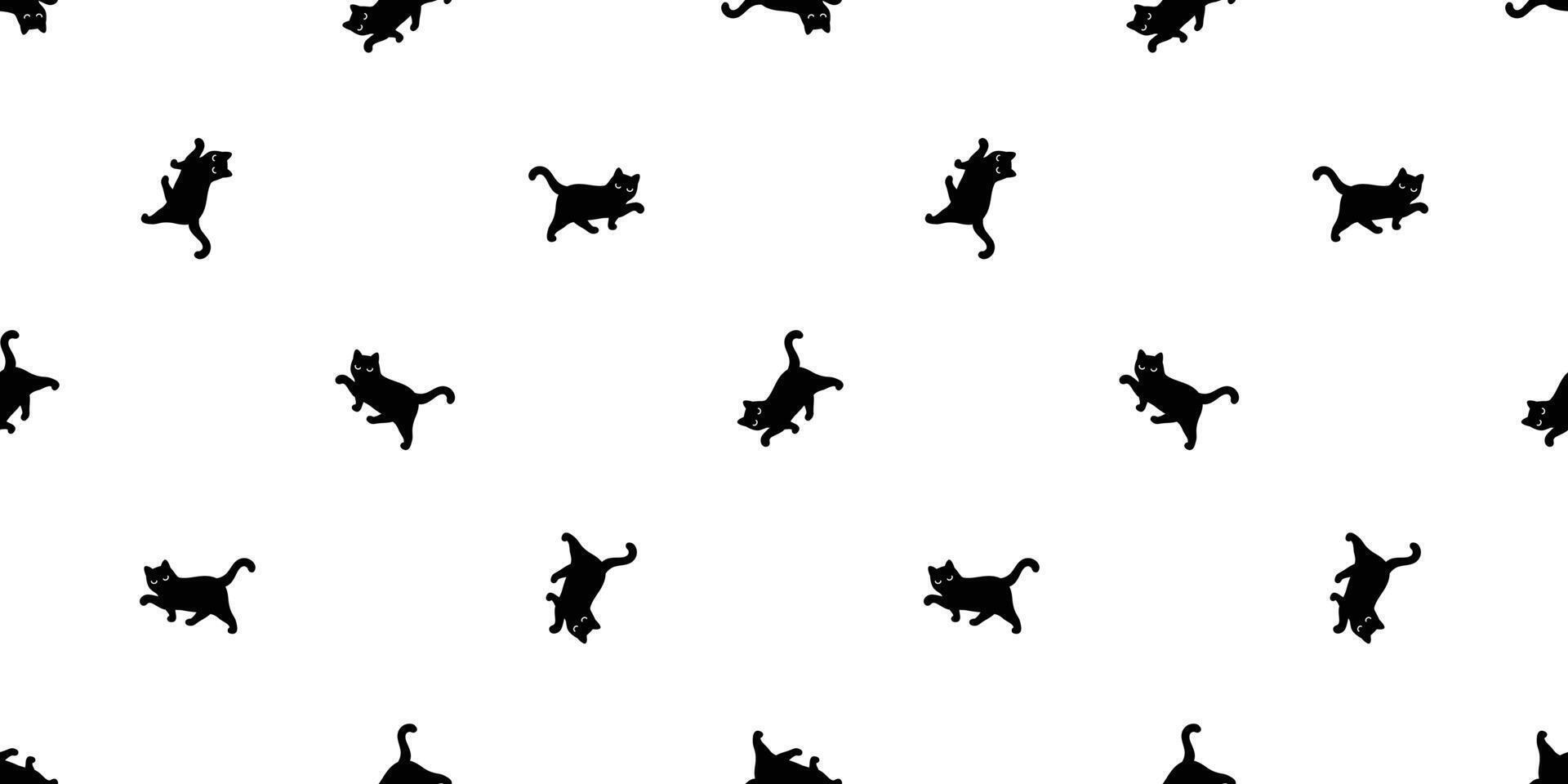 Katze nahtlos Muster Kätzchen Vektor Kattun Halloween Schal isoliert wiederholen Hintergrund Fliese Hintergrund Karikatur Gekritzel Illustration schwarz Design
