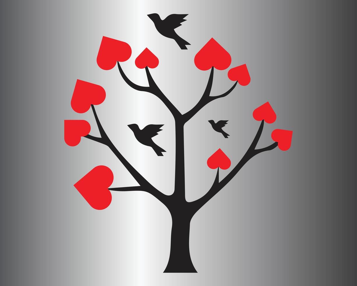 Lycklig valentine kärlek fågel och träd vektor