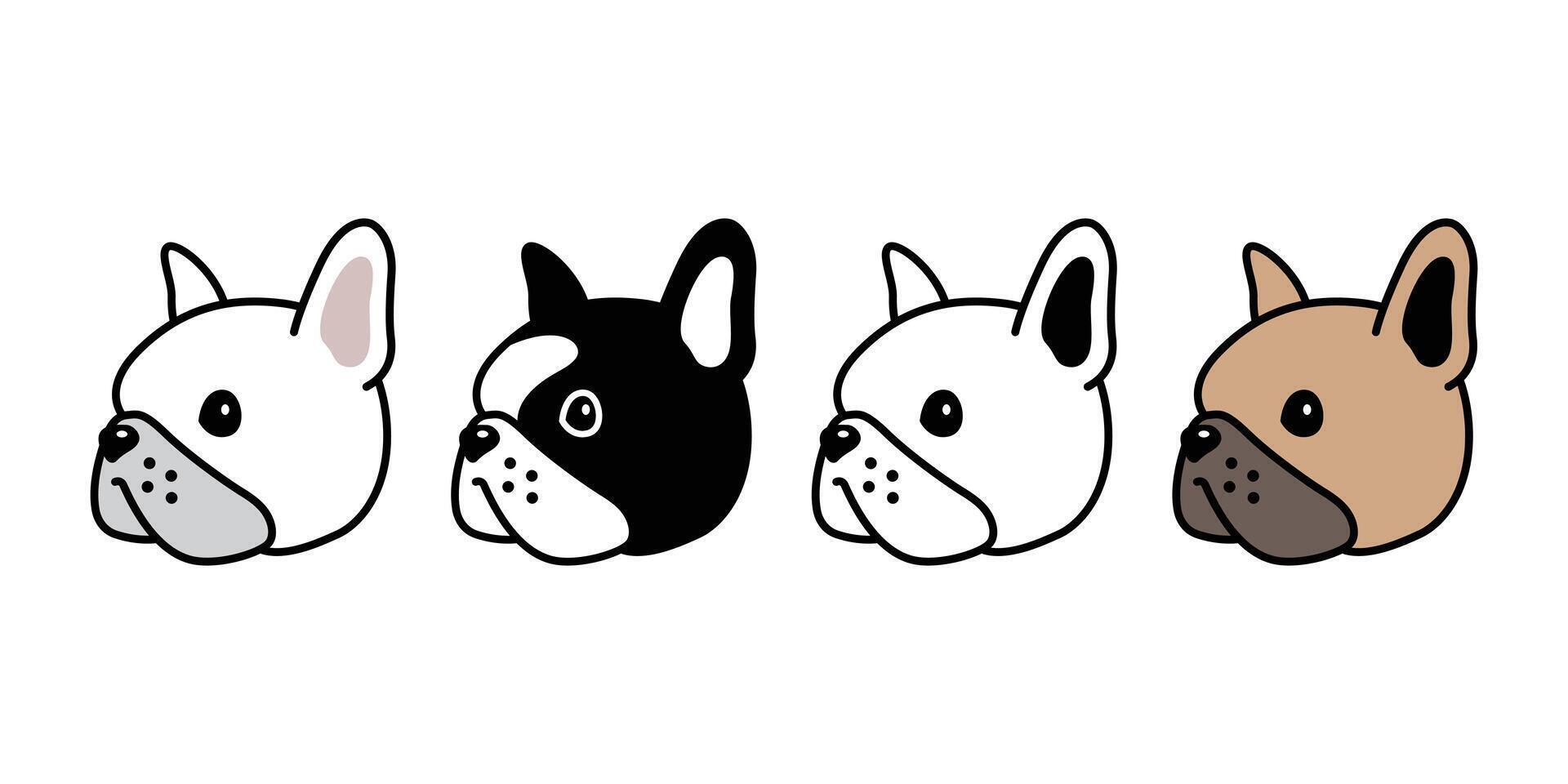 Hund Vektor Französisch Bulldogge Symbol Gesicht Kopf Haustier Hündchen Karikatur Charakter Symbol Illustration Gekritzel Design