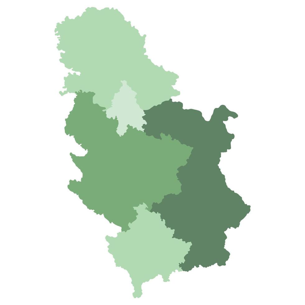 serbia Karta. Karta av serbia i fem huvud regioner i Flerfärgad vektor