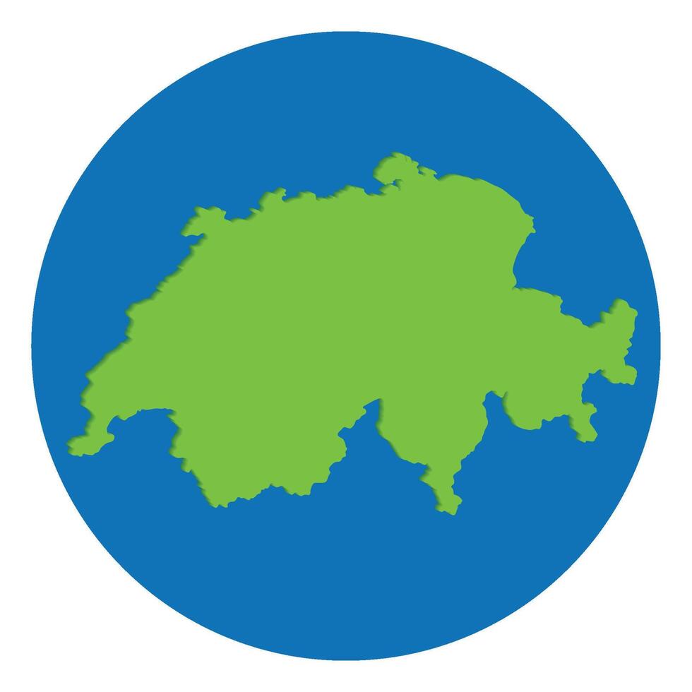 schweiz Karta grön Färg i klot design med blå cirkel Färg. vektor