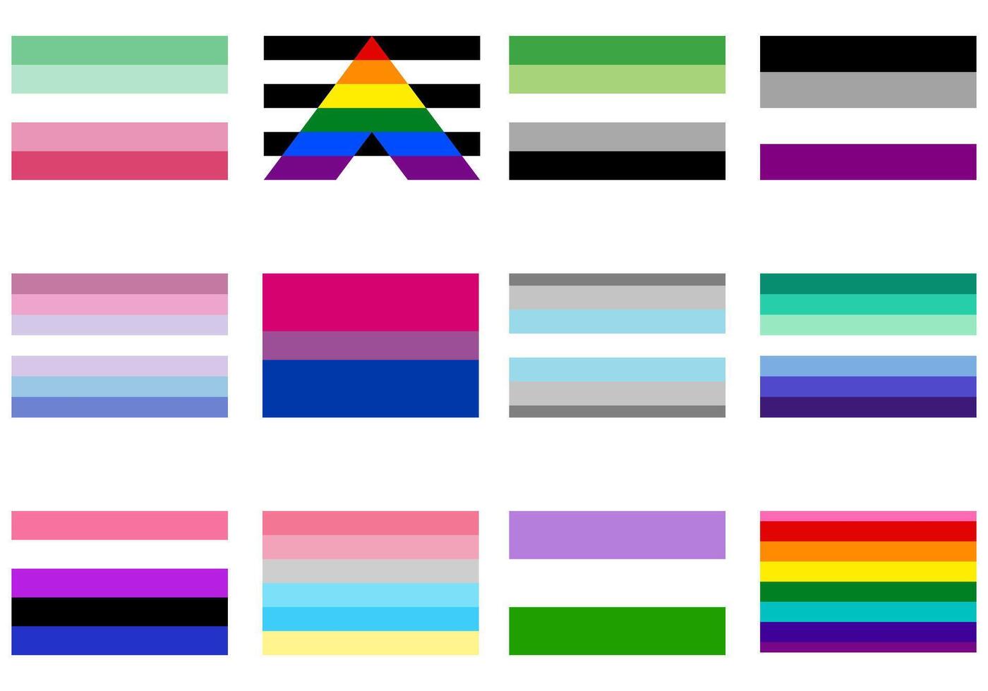 HBTQ stolthet flagga uppsättning. stolthet gemenskap flagga. vektor