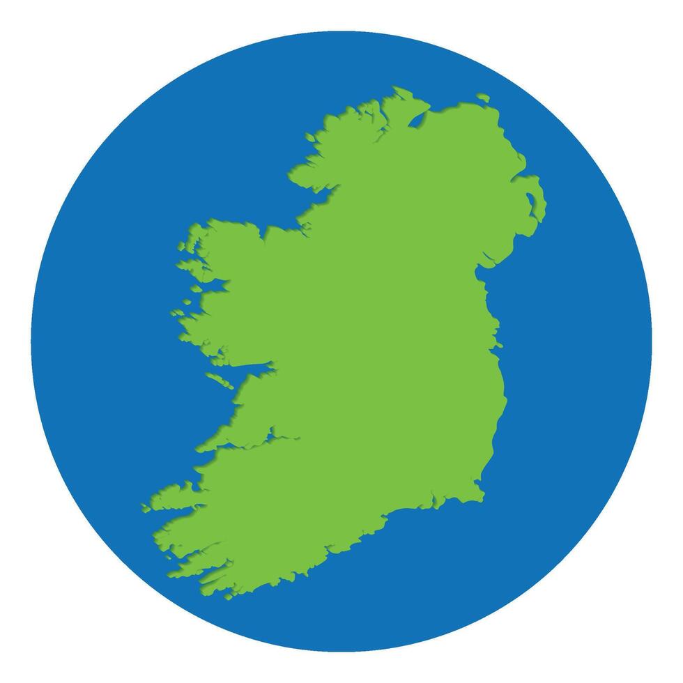 Irland und Nord Irland Karte. Karte von Irland Insel Karte im ggrün Farbe im Globus Design mit Blau Kreis Farbe. vektor