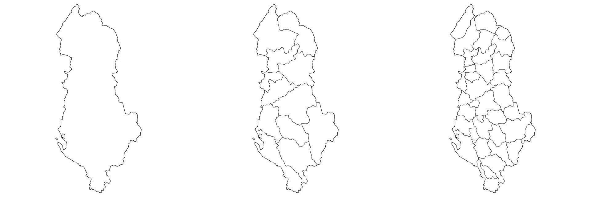 albania Karta. Karta av albania i vit uppsättning vektor