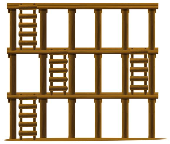 Holzleitern auf drei Ebenen vektor