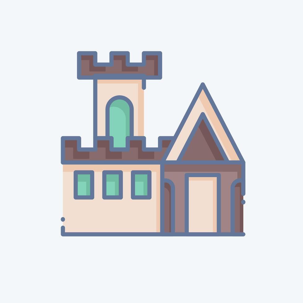 ikon slott. relaterad till medeltida symbol. klotter stil. enkel design redigerbar. enkel illustration vektor