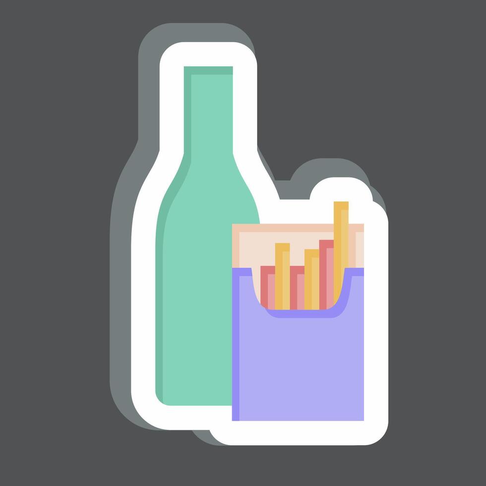 klistermärke rökning alkohol. relaterad till hepatolog symbol. enkel design redigerbar. enkel illustration vektor