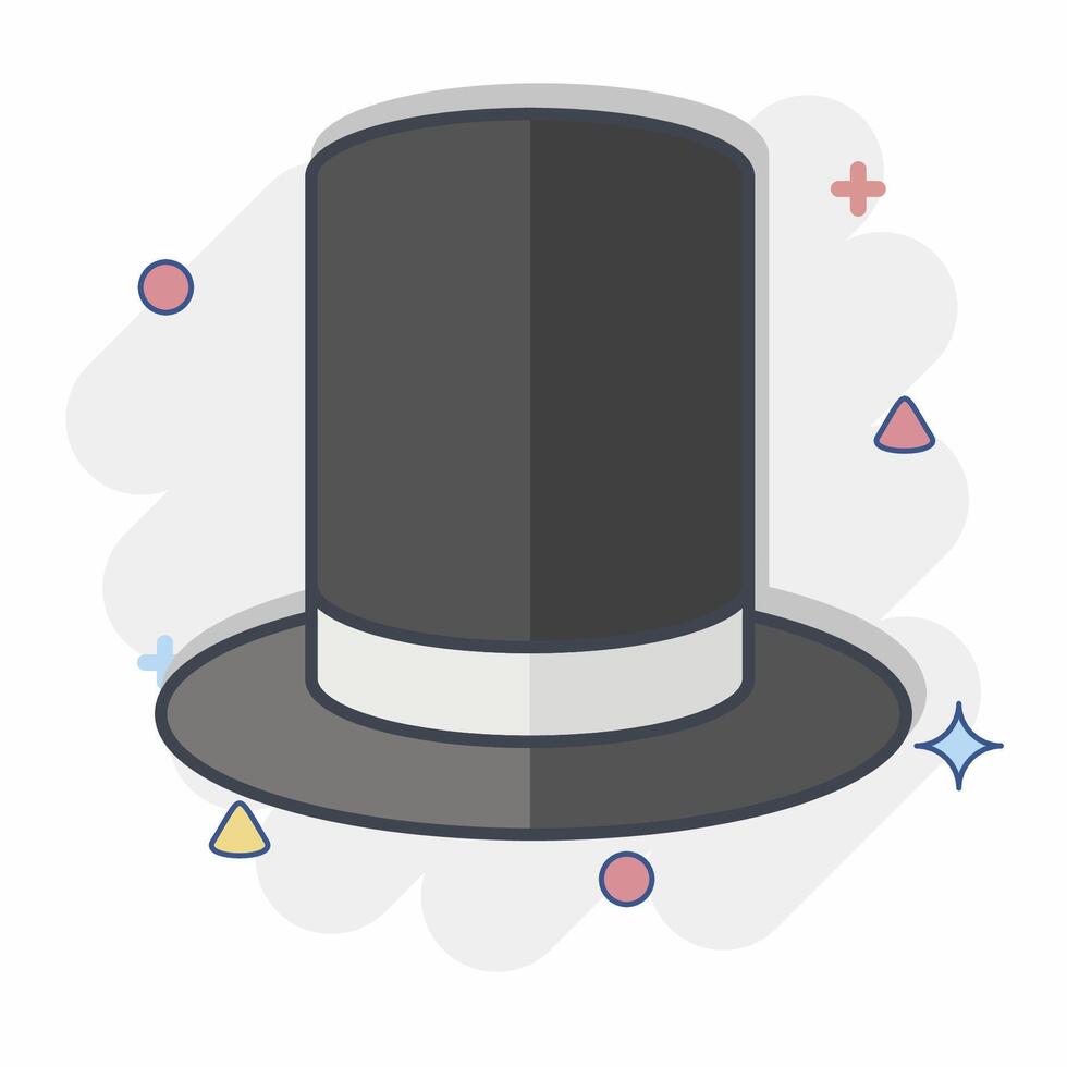 ikon topp hatt. relaterad till magi symbol. komisk stil. enkel design redigerbar. enkel illustration vektor