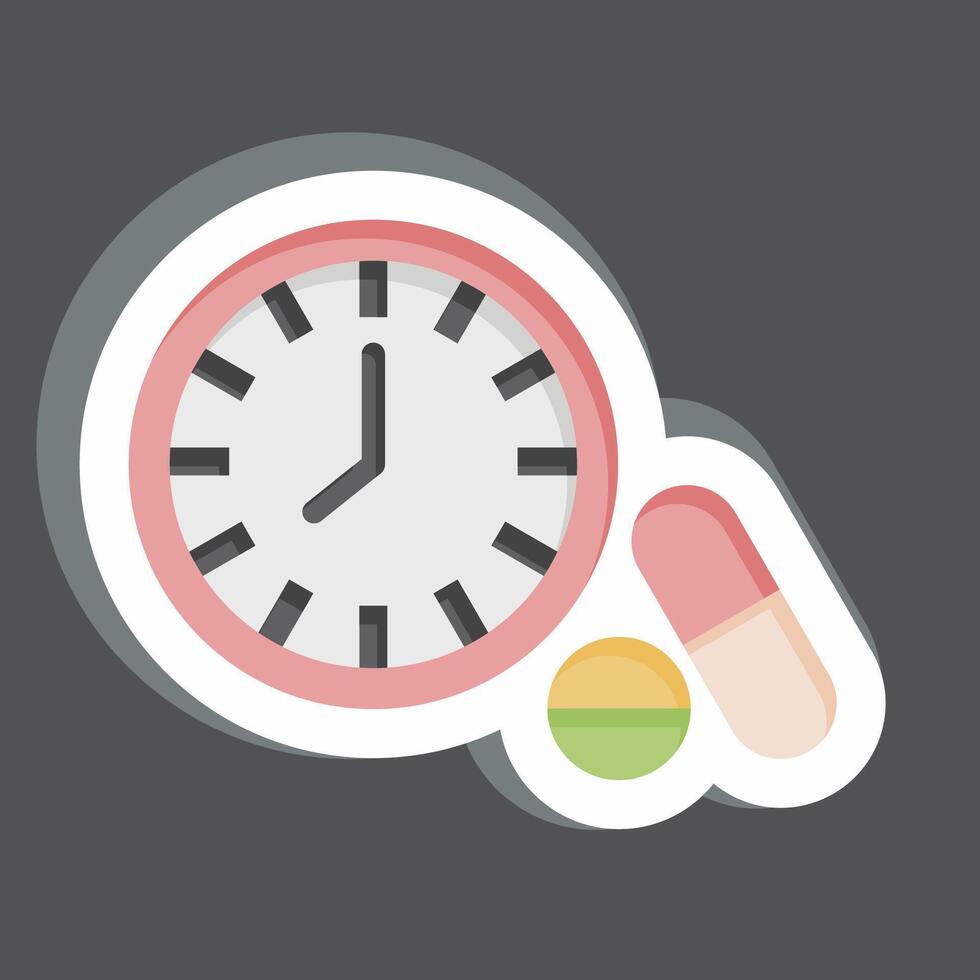 klistermärke medicin timing. relaterad till hepatolog symbol. enkel design redigerbar. enkel illustration vektor