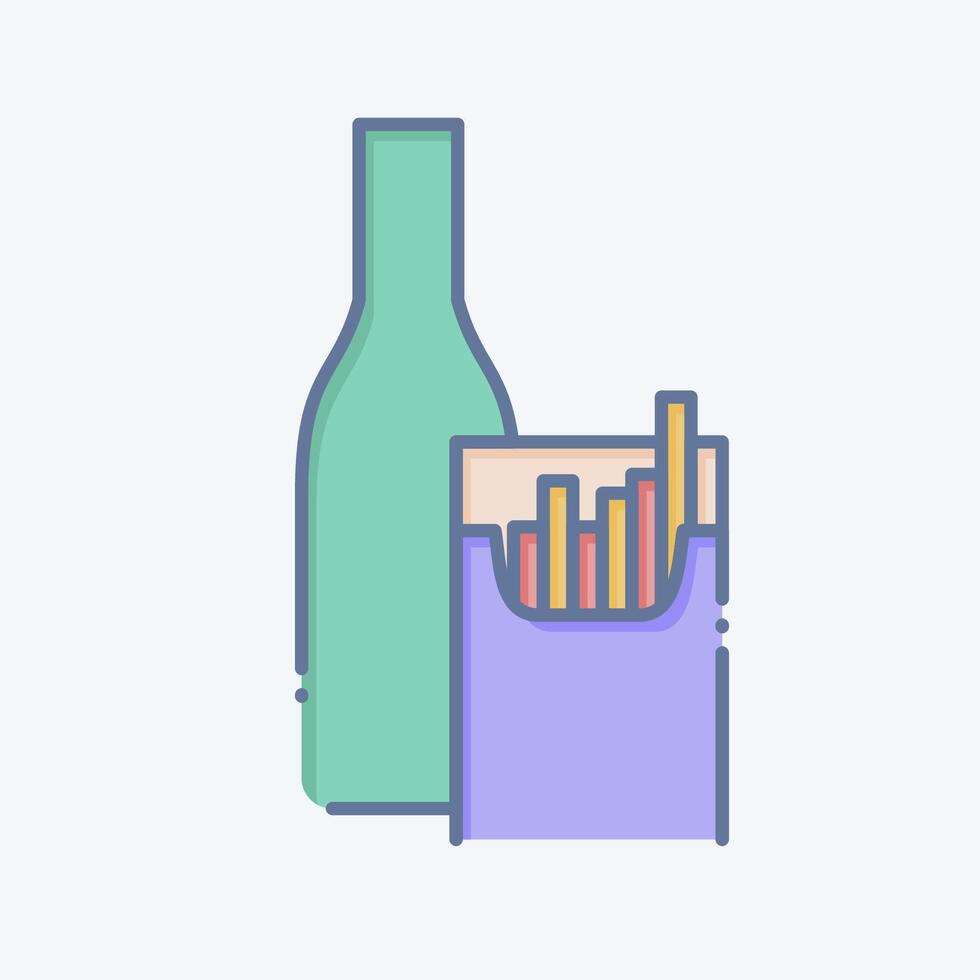 ikon rökning alkohol. relaterad till hepatolog symbol. klotter stil. enkel design redigerbar. enkel illustration vektor
