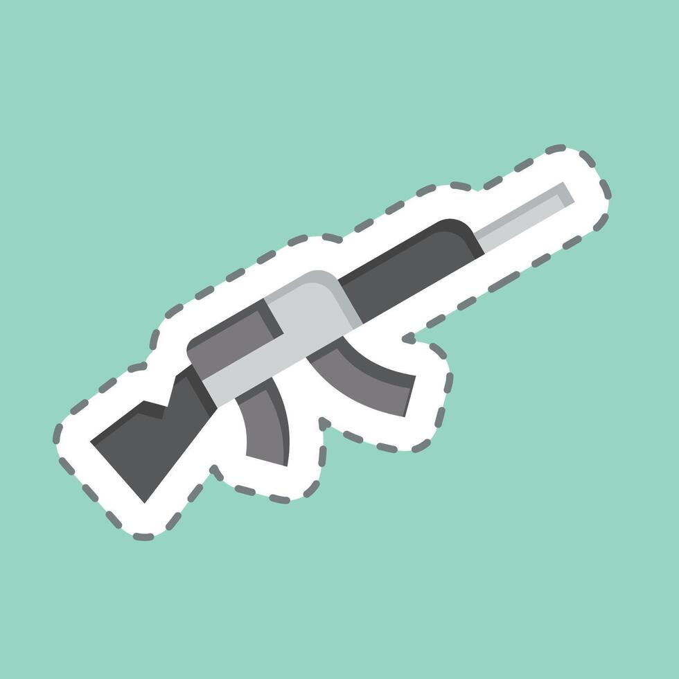 klistermärke linje skära prickskytt gevär 2. relaterad till vapen symbol. enkel design redigerbar. enkel illustration vektor